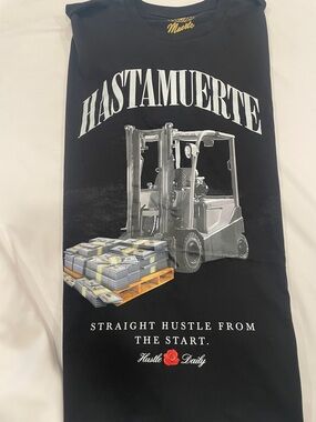 Black Graphic Short Sleeve Tee - Forklift Cash Design